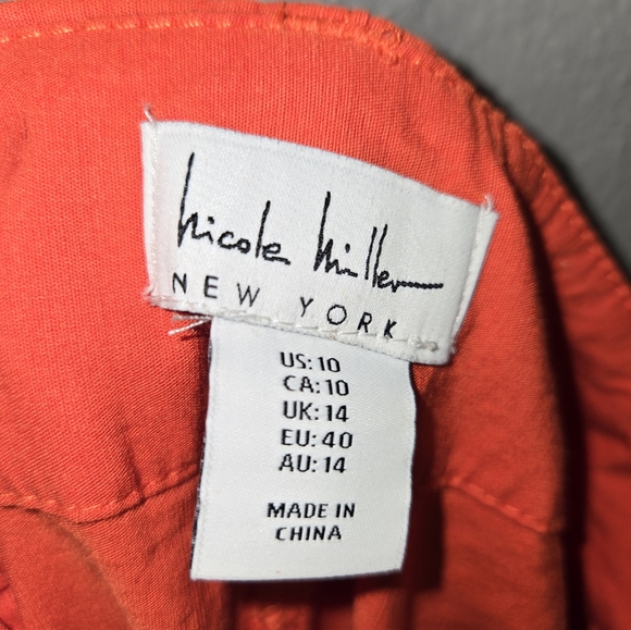 Nicole Miller New York Fall Orange Wide Leg Linen Blend Pants Size 10 - Picture 9 of 13